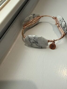 Bourbon and Bowties Rose Gold Wire & White Howlite Stone Bracelet
